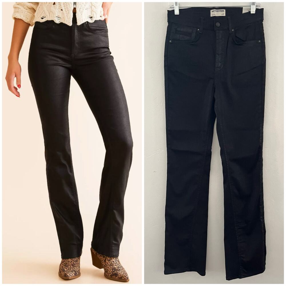 Free People We The Free Xena High Rise Slim Straight Coated Jeans Size 28 NEW